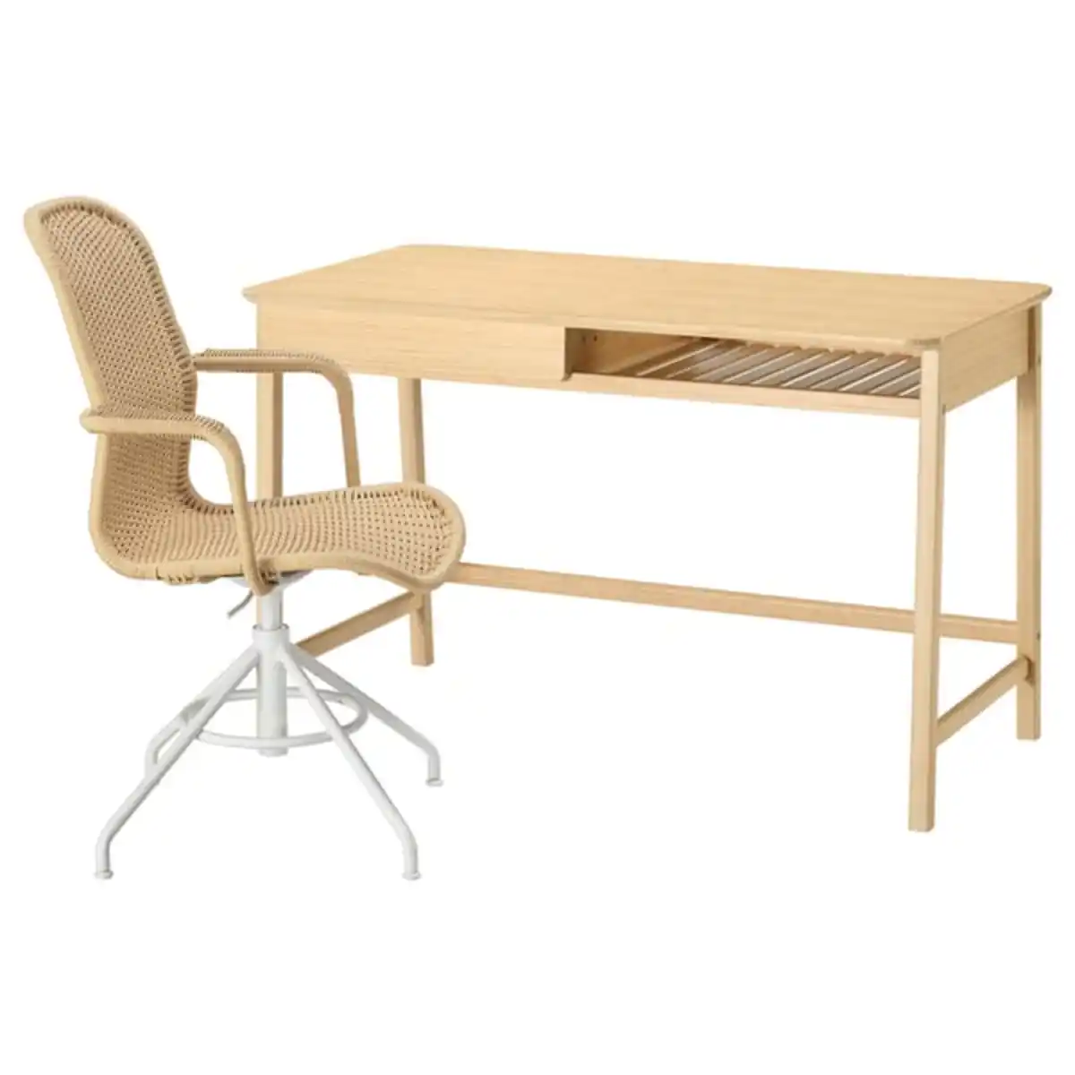 Bild 1 von BETESHÄST / STIGBYGEL Schreibtisch und Stuhl, Bambus beige/weiß