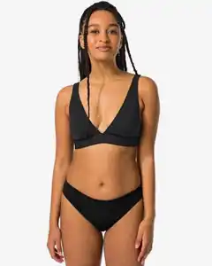 Damen-Bikinislip, mittelhohe Taille schwarz
