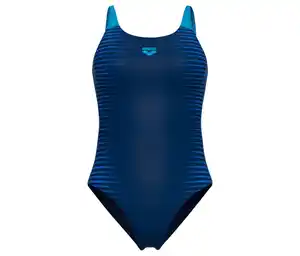 arena Feel Damen-Badeanzug Side Placement U Back Bustier, navy-multi-turquoise