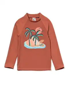 Kinder-Schwimmshirt LSF 40+, Palmen braun