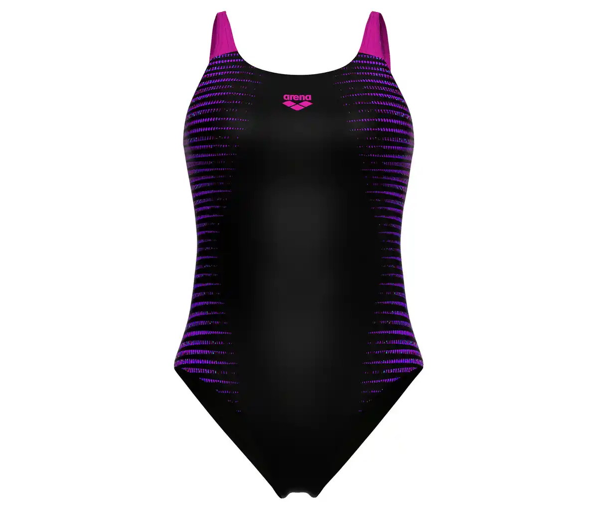 Bild 1 von arena Feel Damen Badeanzug Side Placement U Back Bustier, black-multi-very fuchsia