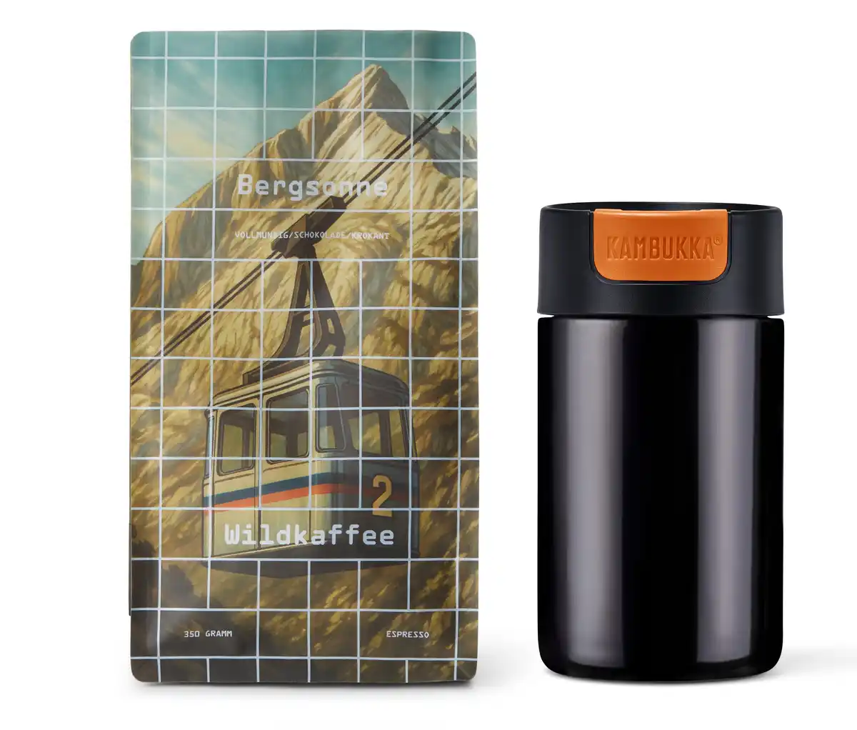 Bild 1 von Kaffee-Geschenkset “Campingluft” – 1 x 350 g Espresso Ganze Bohne und Kambukka Becher