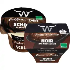 Pudding mit Sahne oder Mousse au Chocolat