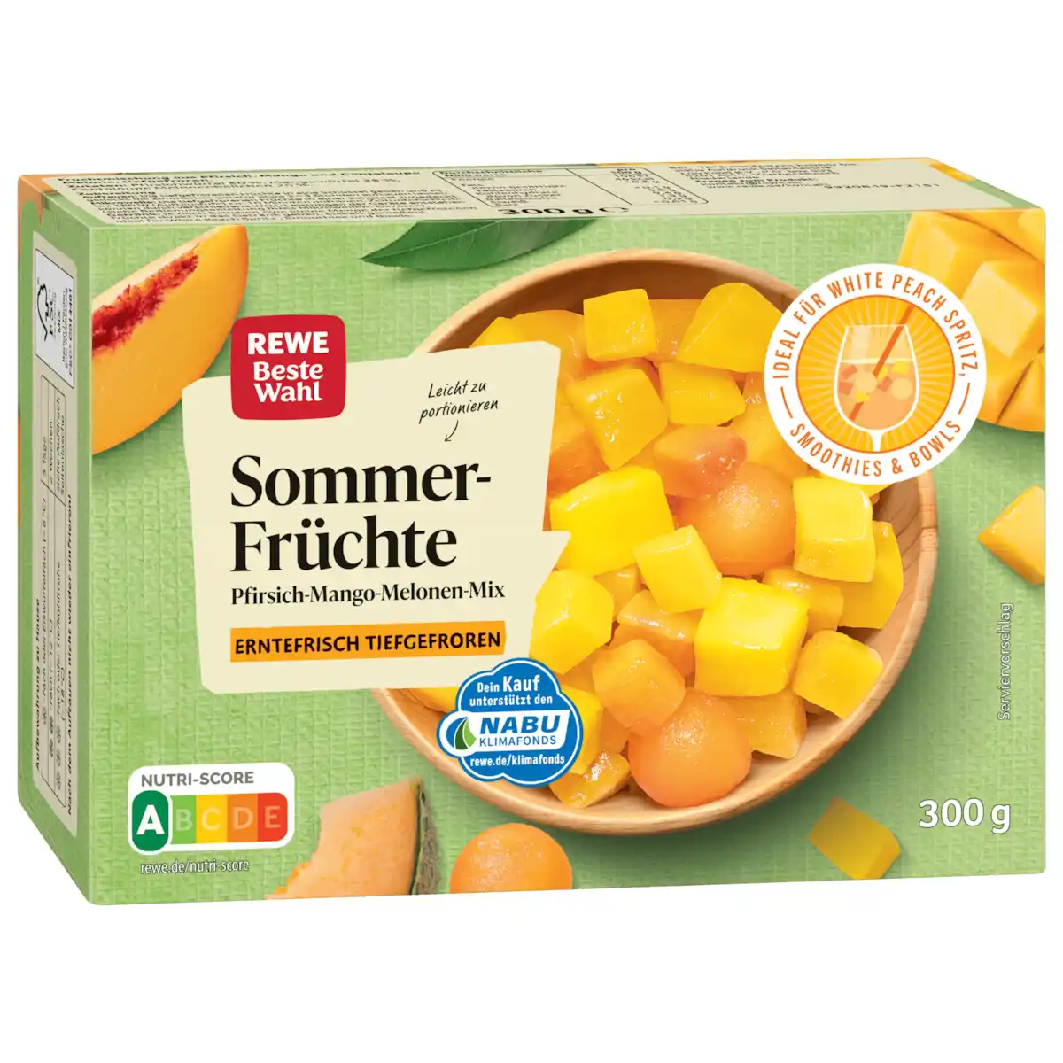 Bild 1 von REWE Beste Wahl Sommerfrüchte Pfirsich-Mango-Melonen-Mix 300g