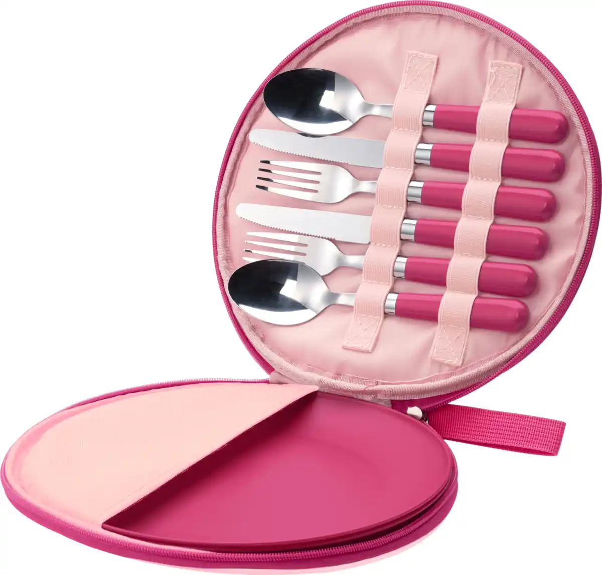 Bild 2 von IDEENWELT Picknick-Set mit Besteck und Teller für 2 pink