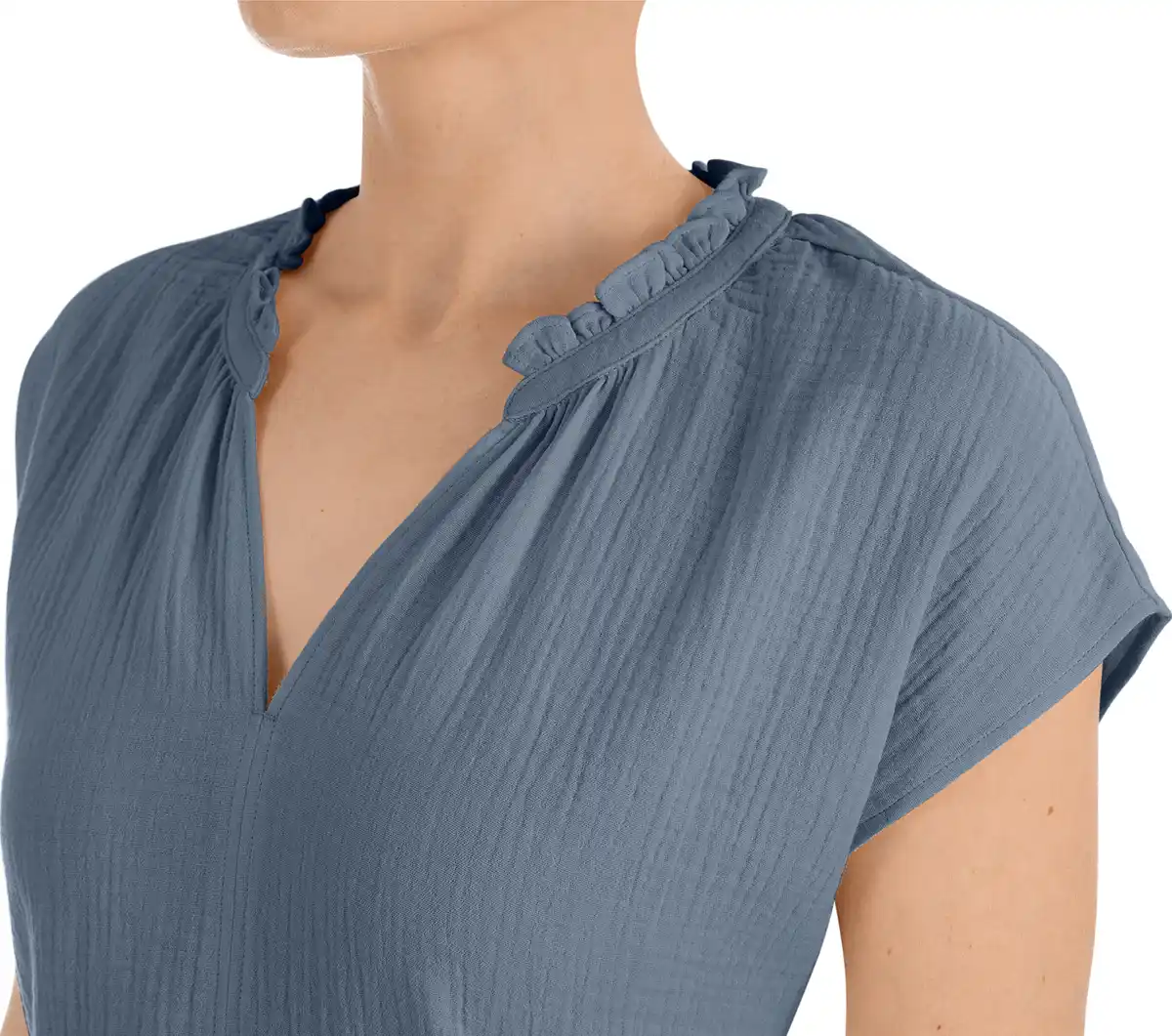 Bild 2 von IDEENWELT Musselin-Kleid dunkelblau Gr. M