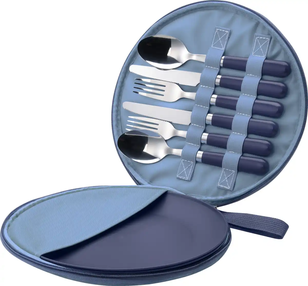Bild 2 von IDEENWELT Picknick-Set mit Besteck und Teller für 2 blau