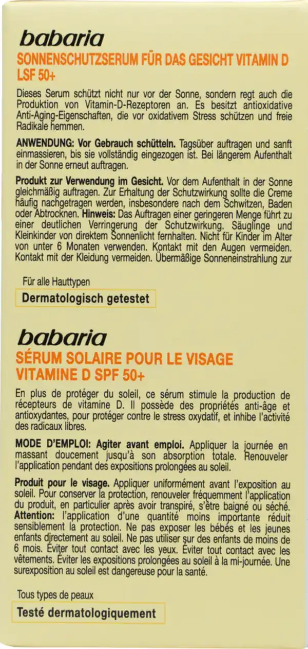 Bild 2 von babaria Sunlovers Vitamin D Gesichtsserum LSF 50+, 30 ml