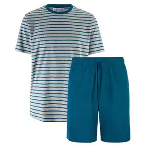 UP2FASHION MEN Herren Shorty Pyjama, Streifen/Blau, M