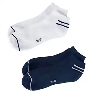 CRANE Damen und Herren Socken, 2er-Pack, Low cut, Marine/Weiß 35/38