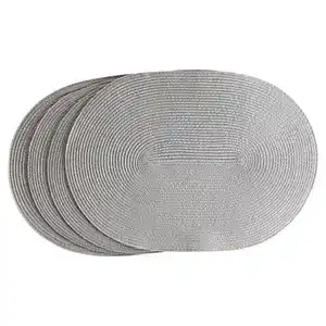 HOME CREATION Geflochtene Platzsets 4er-Set, oval, Hellgrau