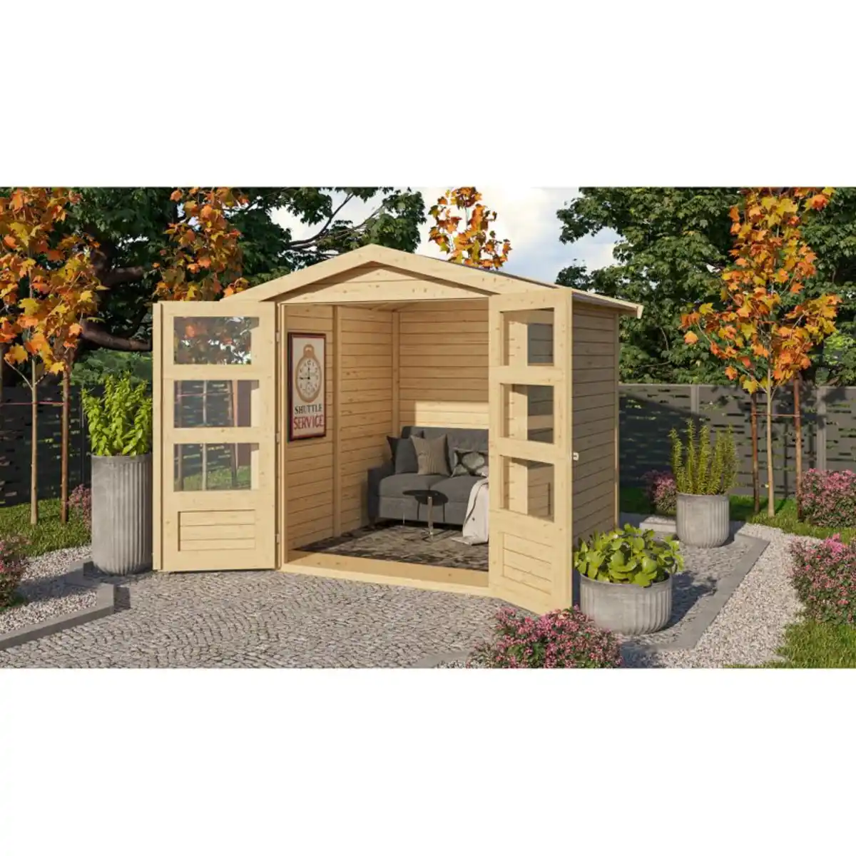 Bild 1 von Karibu Gartenhaus 'Schierke 2' naturfarben 186 x 186 x 210 cm