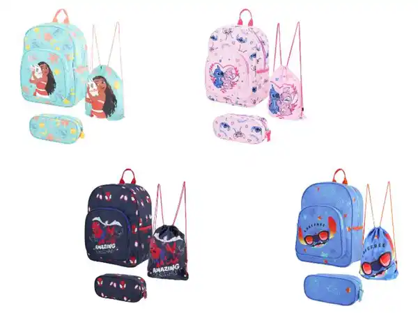 Bild 3 von Rucksack mit Turnbeutel und Federmäppchen »Vaiana / Spiderman / Stitch«