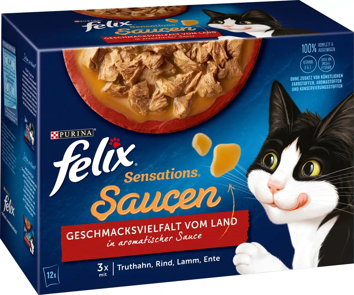 Bild 1 von Felix Sensations Saucen Geschmacksvielfalt vom Land Katzenfutter 12 x 85 g