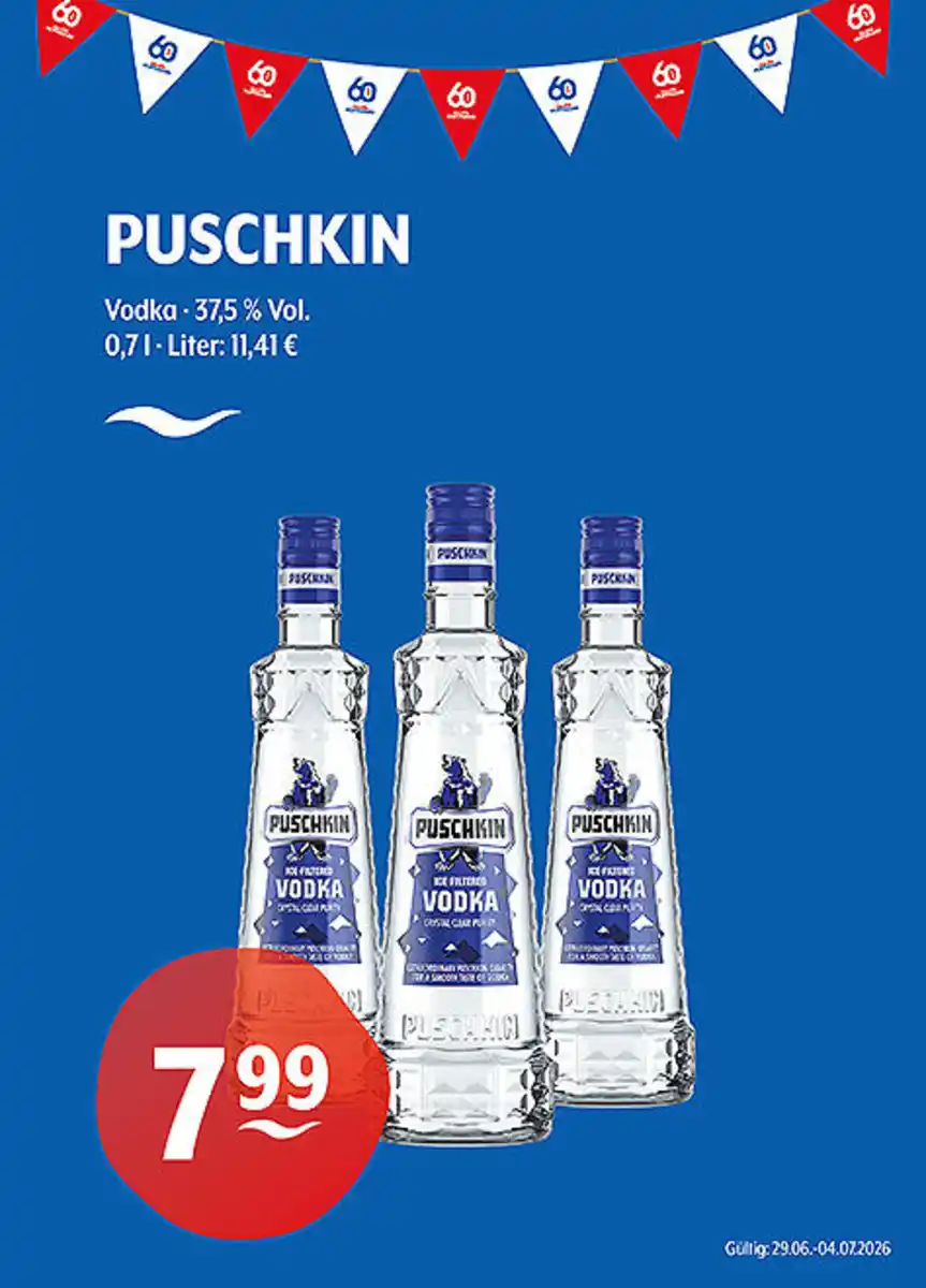 Bild 1 von PUSCHKIN Vodka 37,5 % Vol.