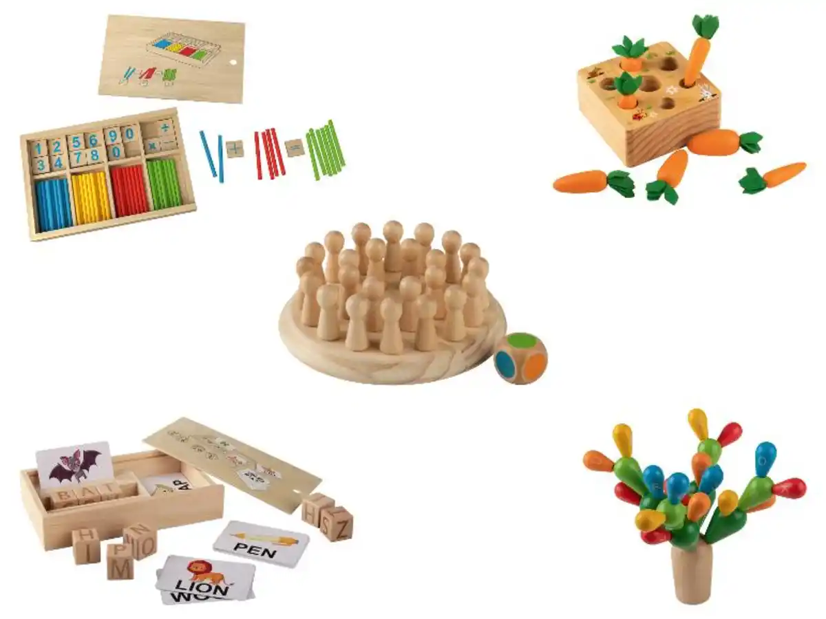 Bild 3 von LUPILU® Stäbchen-Spiel / Holz-Gedächtnisspiel / Buchstabenwürfel-Spiel / Karotten-Steckspiel / Kaktus-Steckspiel