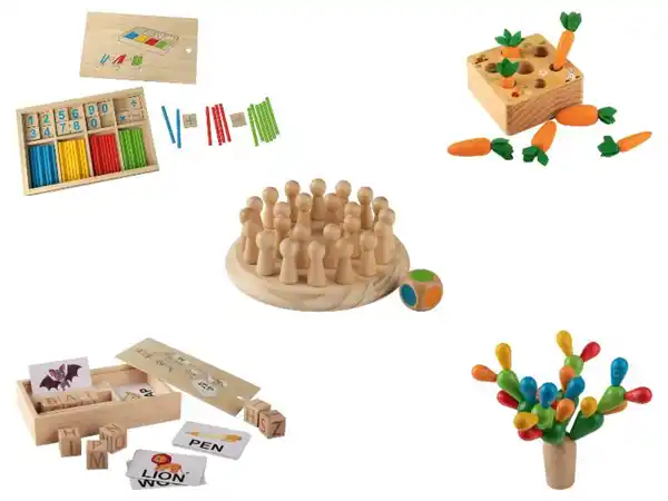 Bild 3 von LUPILU® Stäbchen-Spiel / Holz-Gedächtnisspiel / Buchstabenwürfel-Spiel / Karotten-Steckspiel / Kaktus-Steckspiel