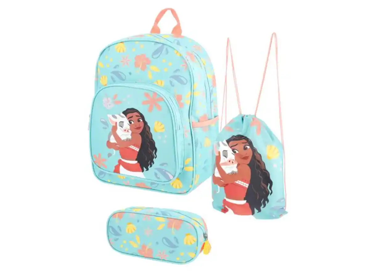 Bild 1 von Rucksack mit Turnbeutel und Federmäppchen »Vaiana / Spiderman / Stitch«