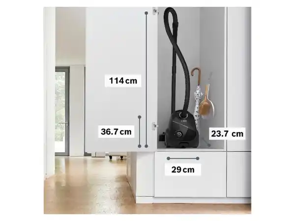 Bild 2 von BOSCH Staubsauger m. Beutel 900W max. Schwarz, BGDS2BAL Textilschlauch