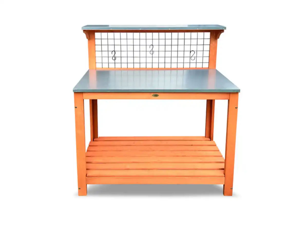 Bild 3 von HABAU Gartentisch mit verzinkter Arbeitsfläche, Spalier und Ablageflächen