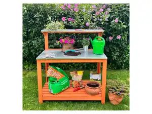 HABAU Gartentisch mit verzinkter Arbeitsfläche, Spalier und Ablageflächen