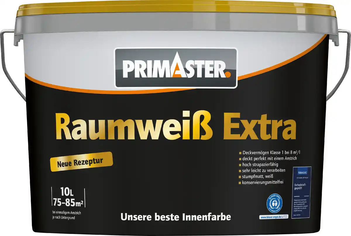 Bild 1 von Primaster Raumweiß Extra Wandfarbe matt weiß konservierungsmittelfrei 10 L