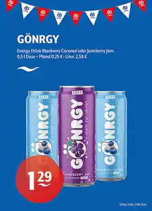 GÖNRGY Energy Drink Blueberry Coconut oder Juneberry Jam