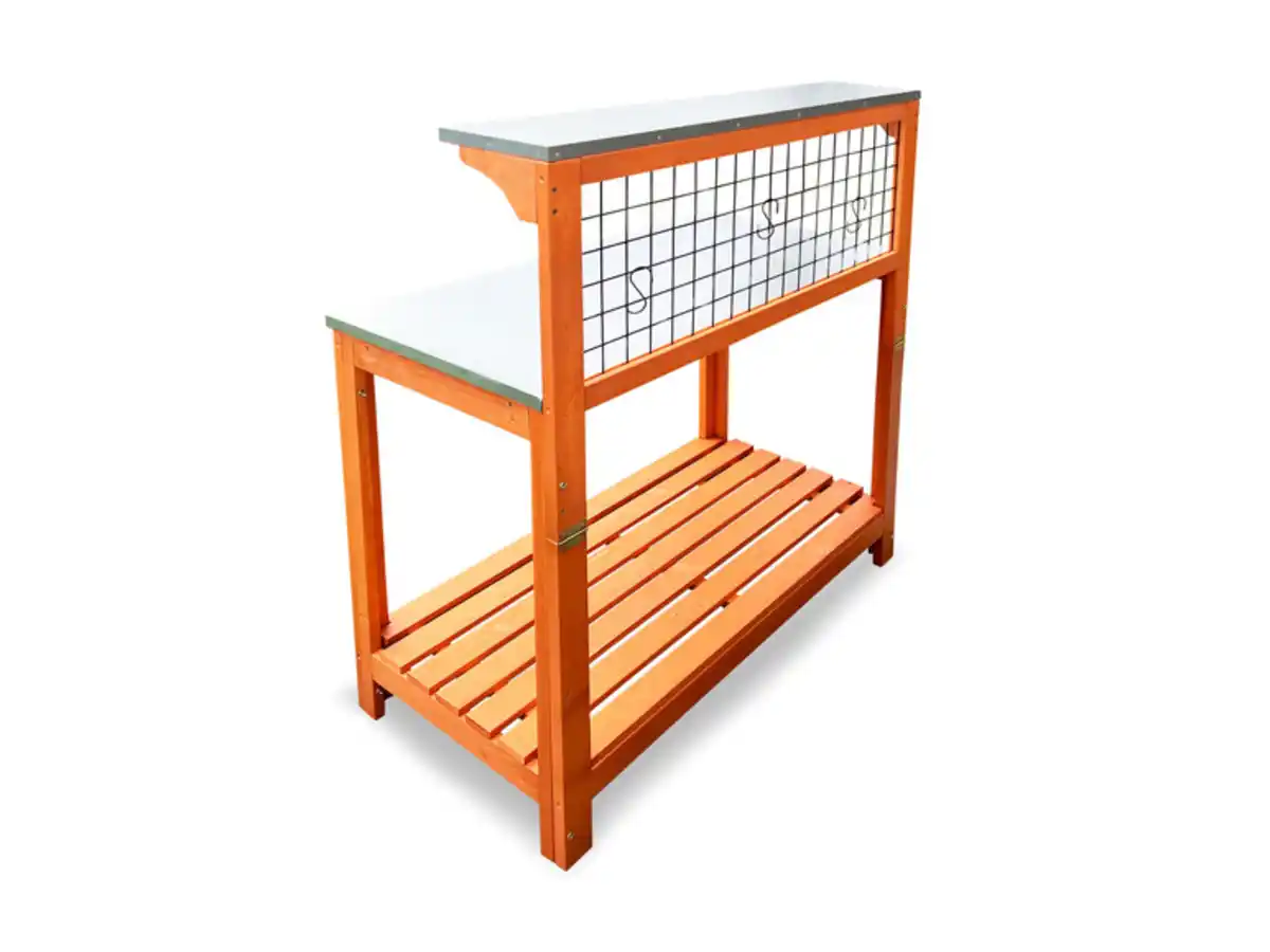 Bild 2 von HABAU Gartentisch mit verzinkter Arbeitsfläche, Spalier und Ablageflächen