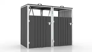 2er Mülltonnenbox aus verzinktem Stahl, ca. 160 x 80 x 122 cm - Anthrazit
