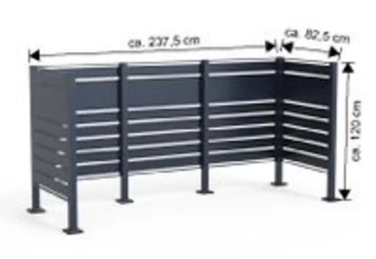 Bild 4 von XL Mülltonnenverkleidung für 3 Mülltonnen aus Edelstahl, ca. 405 x 120 x 5 cm - Anthrazit