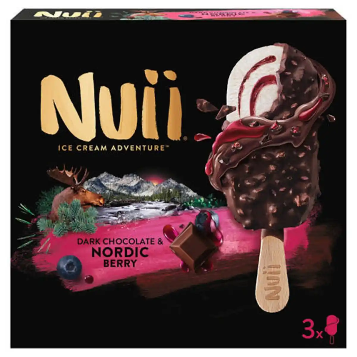 Bild 1 von NUII Stieleis 270 ml, Dark Chocolate & Nordic Berry