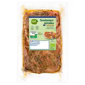 Bio-Schweine Sommersteak mariniert 400 g, Pfeffer