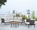 Bild 2 von 13tlg. Gartenmöbel Lounge-Set mit Sofa & Coffee Table aus Rope - Grau mit Teakholz