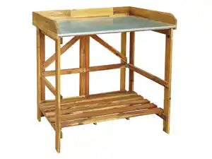 Pflanztisch aus Akazienholz mit Zinkplatte, ca. 85 x 44 x 89 cm - Braun