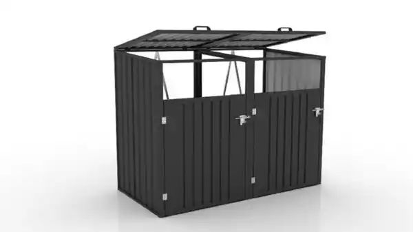 Bild 3 von 2er Mülltonnenbox aus verzinktem Stahl, ca. 160 x 80 x 122 cm - Anthrazit