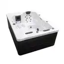 Bild 1 von Outdoor Whirlpool WHITE MARBLE inkl. Treppe und Thermoabdeckung, 210 × 160 × 85 cm - Schwarz/Weiß