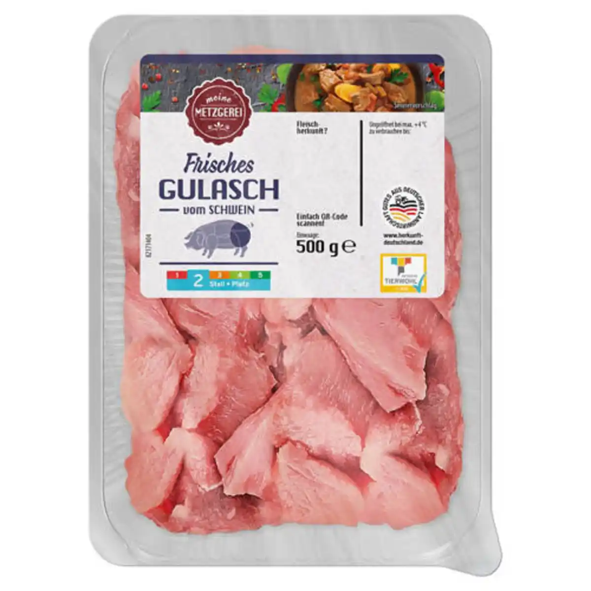 Bild 1 von MEINE METZGEREI Gulasch vom Schwein 500 g