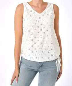 Tanktop mit Lochmuster, weiß