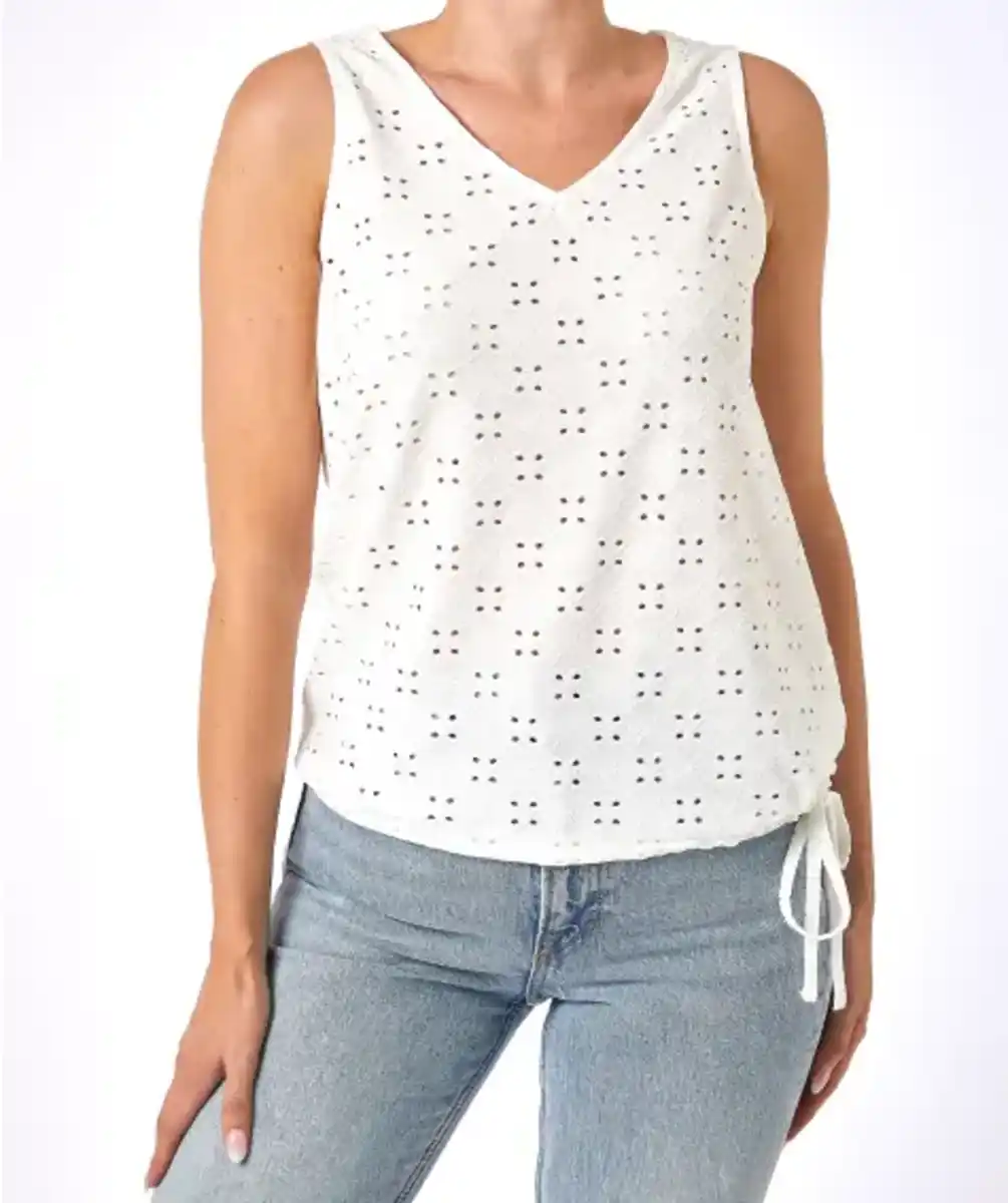 Bild 1 von Tanktop mit Lochmuster, weiß