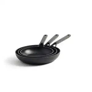 KitchenAid Pfannenset Classic Forged Aluminium, Schwarz, Metall, Kunststoff, 3-teilig, 0 L, rund, Kochen, Pfannen, Pfannensets