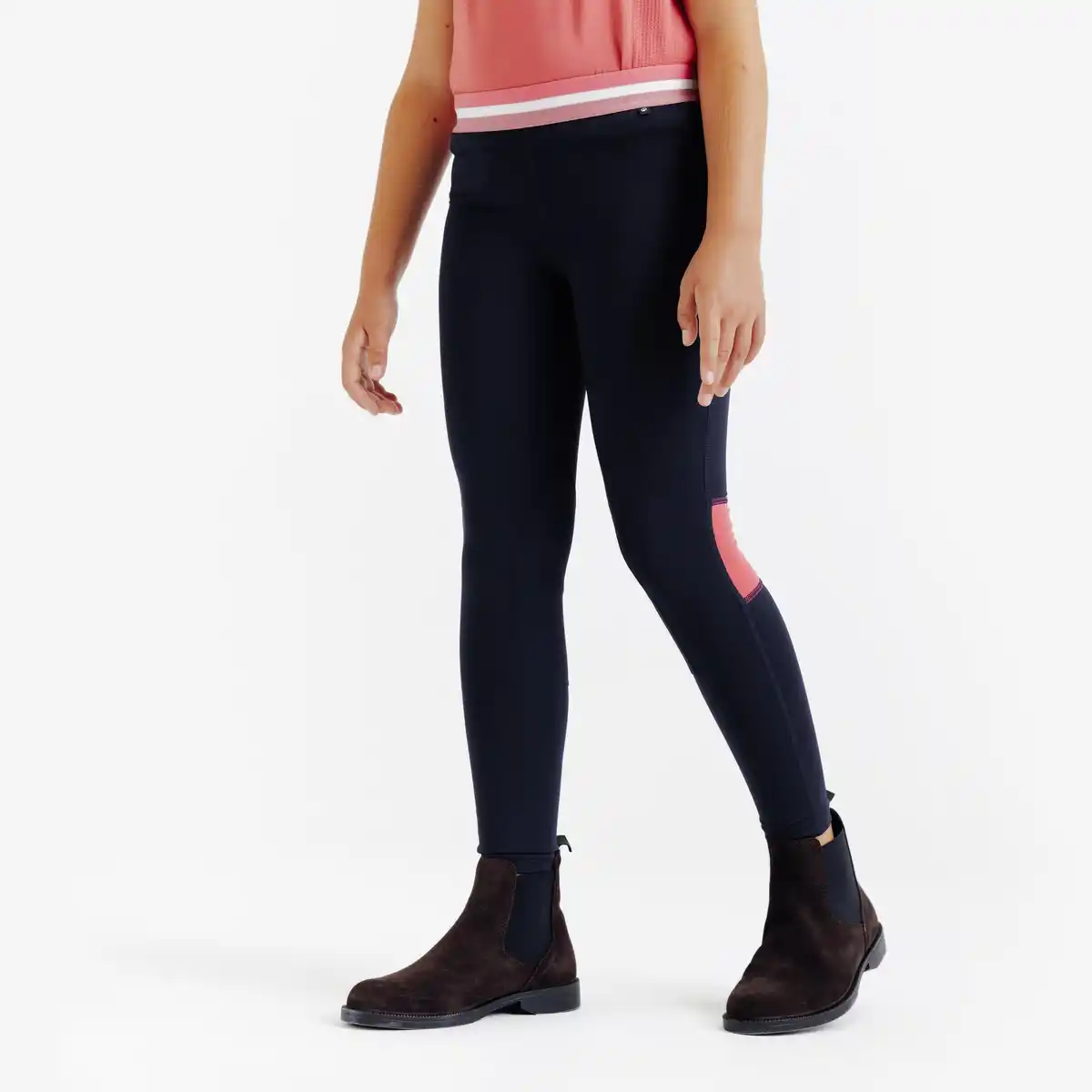 Bild 1 von FOUGANZA Reitleggings 100 Light Kinder marineblau/rosa