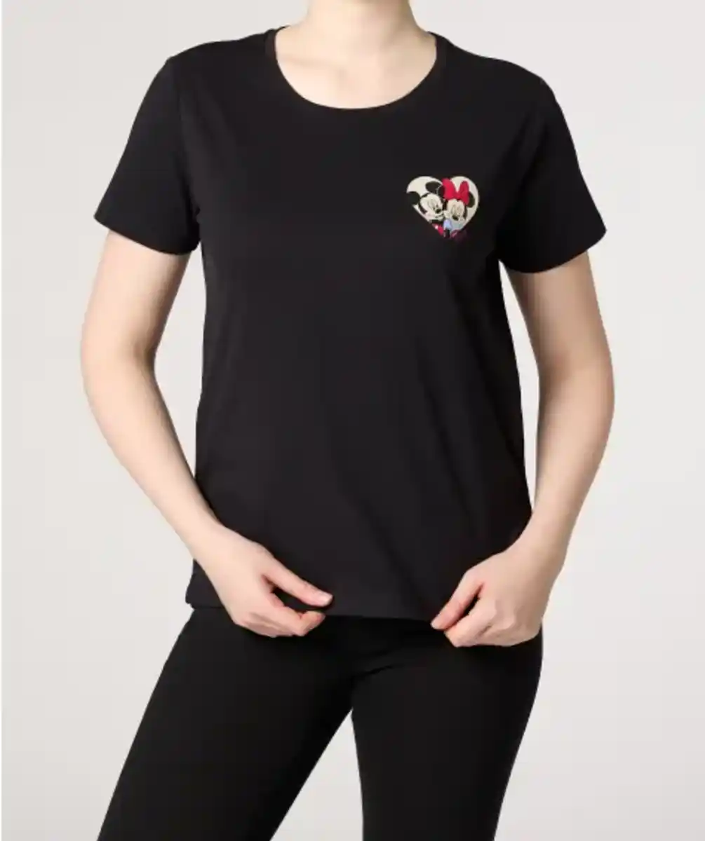 Bild 1 von Mickey & Minnie Lizenz T-Shirt, schwarz