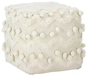 Pouf POMPOM Pompom in Creme ca. 45x45x45cm, Creme