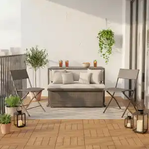 Loungeset Mario Grau Metall/Kunststoff Modular, Hellgrau