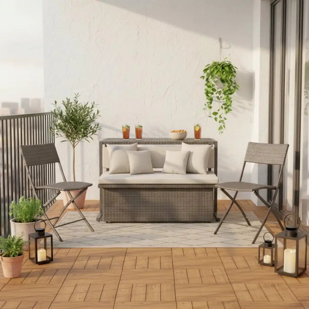 Bild 1 von Loungeset Mario Grau Metall/Kunststoff Modular, Hellgrau