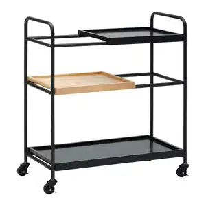 Rollwagen Giorgia Eichefarben/ Schwarz Echtholz/MDF, Schwarz, Eichefarben