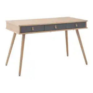 Schreibtisch Lena Grau/Natur Echtholz/MDF ca. 120x60 cm, Grau, Naturfarben
