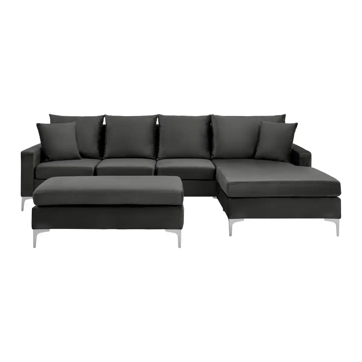 Bild 1 von Wohnlandschaft Alondra Dunkelgrau Webstoff mit Hocker, Dunkelgrau