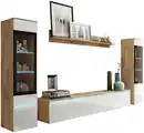 Bild 1 von Wohnwand Vera 4-tlg. ca. 240x130cm Eiche Wotan/Weiß, Eiche Wotan, Weiß Hochglanz