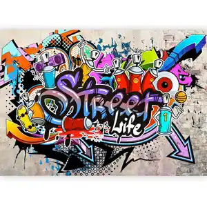 artgeist Fototapete, Violett, Beige, Textil, Mauer, 300x210 cm, CE, Tapeten & Wandverkleidungen, Fototapeten